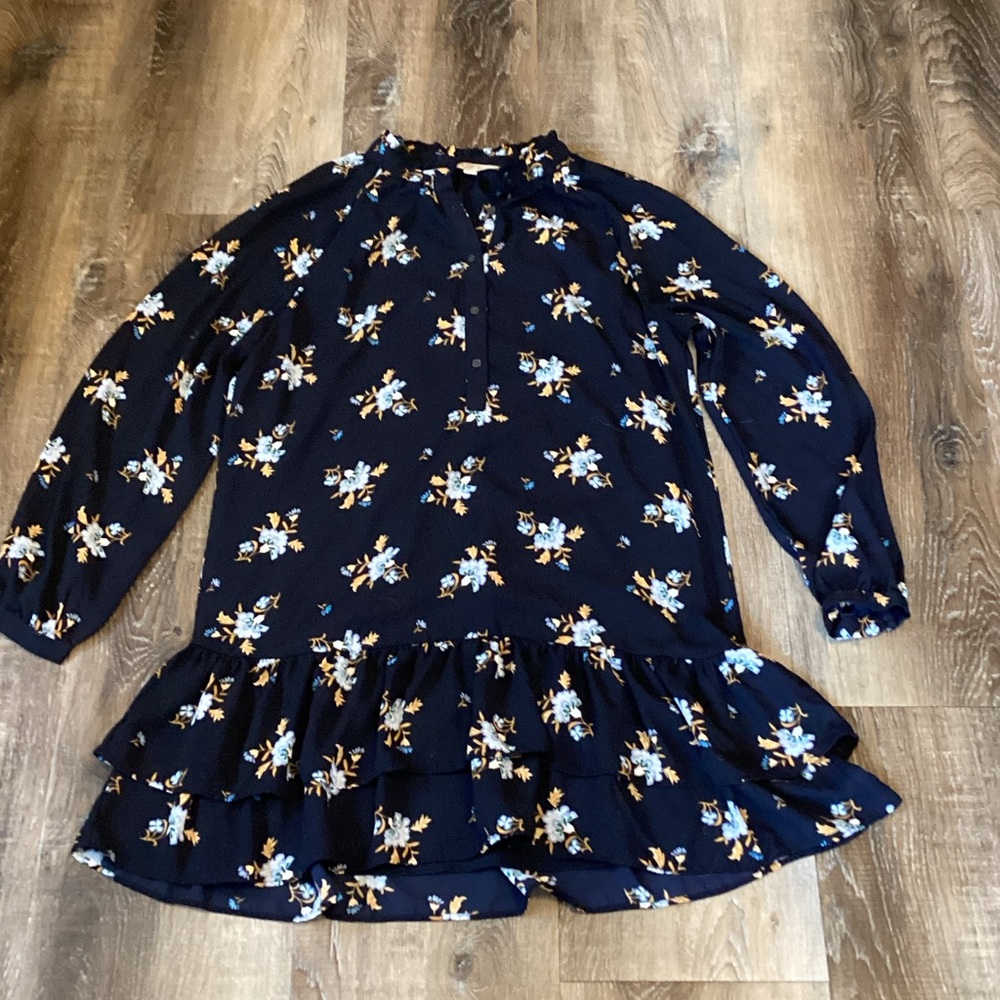 LOFT Navy Floral Dress
